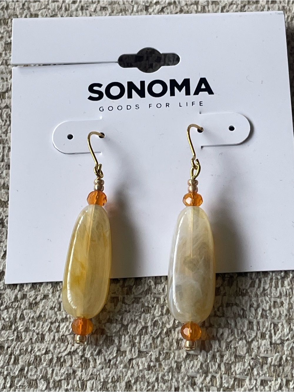 SONOMA Gold-Tone Earrings with Yellow Marbled Beads and Amber Accents